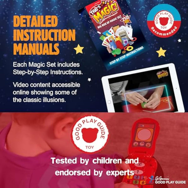That's Magic Magic Hat Set - Featuring 75 Fun Easy Tricks and For Young Magicians - Helps Build Child's Motor Skills and Confidence - Includes Plush Rabbit, Props, Videos and Instructions, 7+ Years