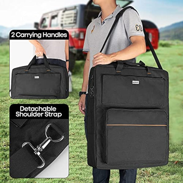 HODRANT Portable Solar Panel Bag Compatible with Jackery Solar Saga 100W 100X 200W, Padded Solar Panel Carrier with Pocket & Shoulder Strap, Double-Layer Travel Carrying Case for 2 Battery Panels