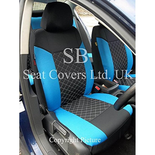 r - SUITABLE FOR VAUXHALL MOKKA X CAR, SEAT COVERS, ROSSINI BLACK / BLUE DIAMOND, FULL SET
