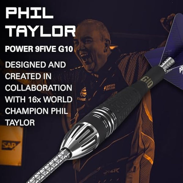 TARGET Darts Phil Taylor Power 9-Five Gen 10 95% Tungsten Swiss Point Steel Tip Darts Set