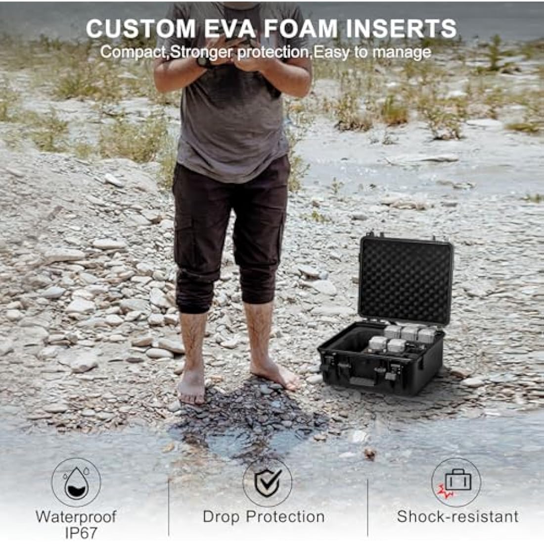 LEKUFEE Waterproof Hard Carrying Case Compatible with DJI Air 3S/DJI Air 3 Drone/Fly More Combo/DJI RC 2/DJI RC N3/DJI RC N2 Remote Controller and Accessories(Case Only)