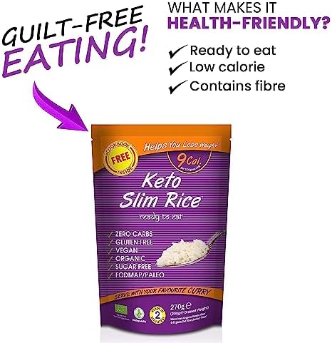 Eat Water Keto Slim Rice (Pack of 15 x 270g) Instant Organic Konjac Rice, Zero Carb, Low Calorie, Gluten, Fat & Sugar Free, Ready to Eat, Vegan High Fibre Food for Paleo Diet Friendly