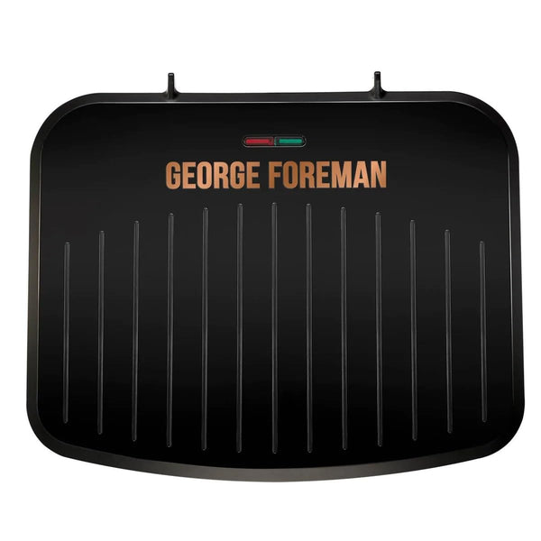 George Foreman Large Electric Fit Grill [Non stick, Healthy, Griddle, Toastie, Hot plate, Panini, BBQ, Energy saving, Vertical storage, Easy clean, Drip tray, Ready to cook light] Black, 2400W 25820