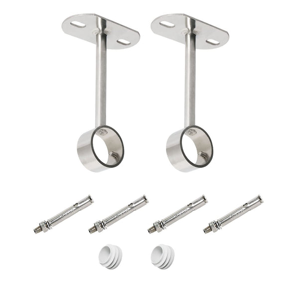 Ohamtes 2Pcs ID32mm(1-1/4"), L300mm, clothes rail mounting bracket, shower curtain closet tie rod support frame, curtain rod flange socket, suitable