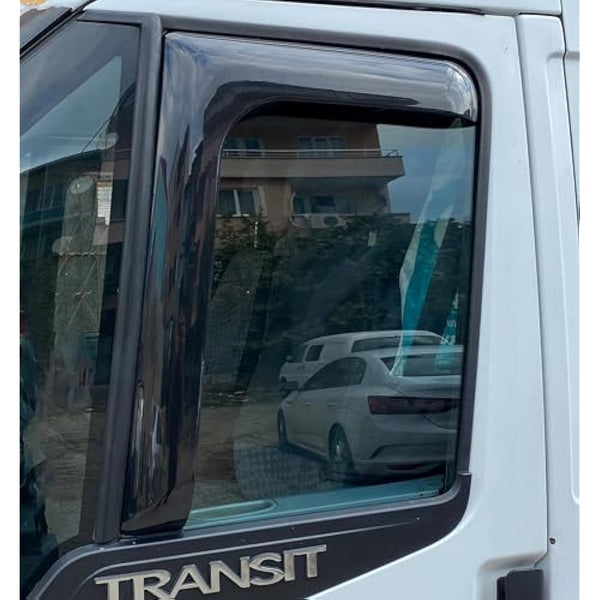 ROBUST 2 Pcs Front Wind Rain Smoke Deflectors L Shape Black Left & Right Set for Ford Transit Mk6 Mk7 2000-2013