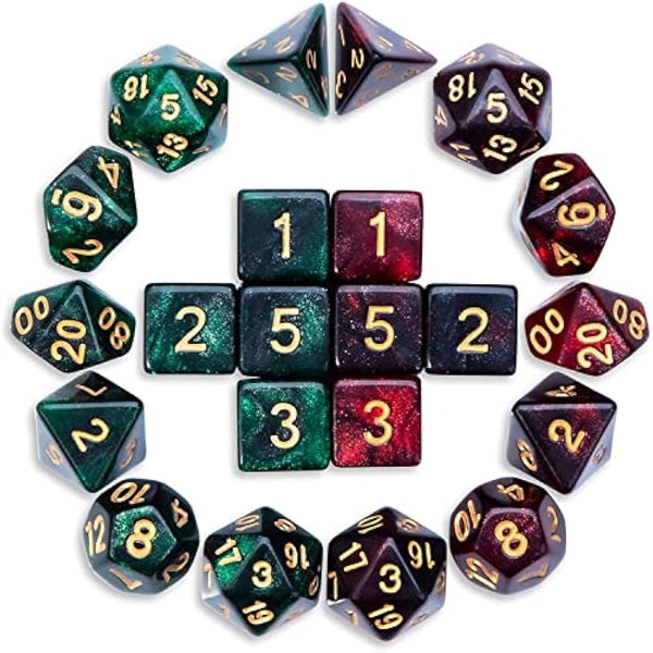 QMAY DND Dice Sets - 2 X 11 Polyhedral Dice (22pcs) for Dungeons and Dragons, Role Playing Table Game.