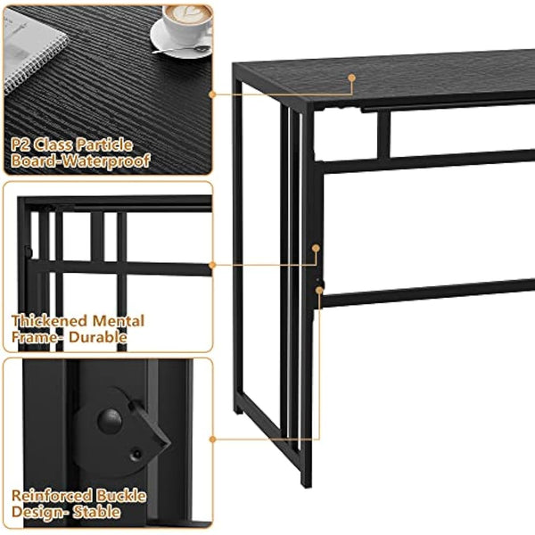 Ulifance Folding Computer Desk for Home Office No-Assembly Writing Desk (Black)