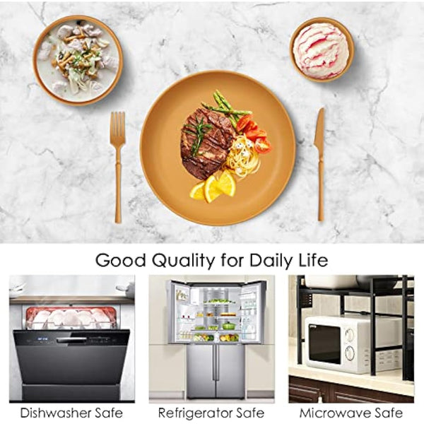 66pcs Unbreakable Tableware Sets for 6 People, Plastic Plates and Bowls Set,Lightweight Colorful Plastic Camping Plates, Bowls, Cups,Cutlery Set, Straw, Forks,Children Dinnerware Set