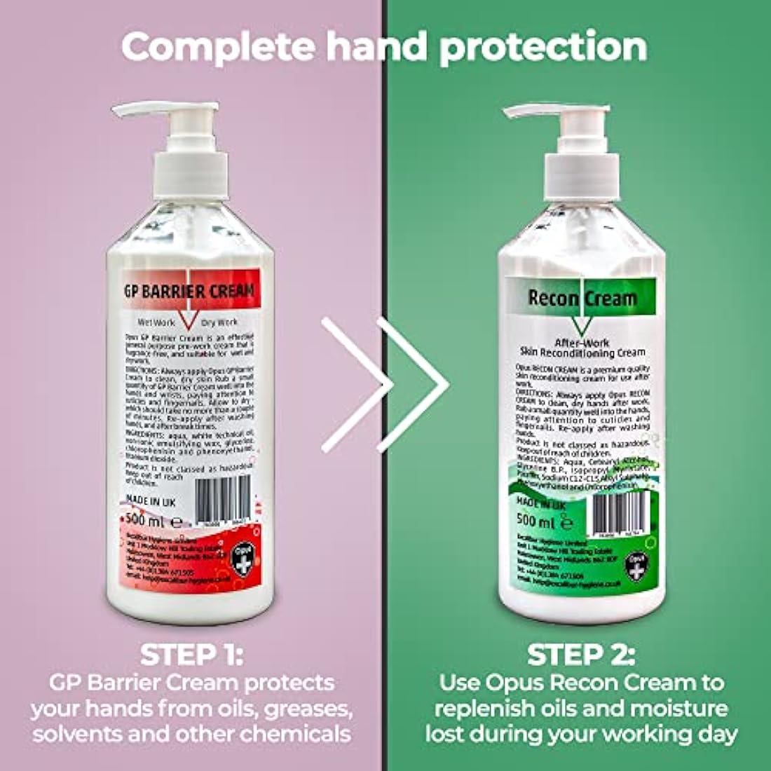 Opus Intensive Hand Moisturiser 500ml x 6 - Reconditioning Cream for Cracked and Dry Skin Resulting from Eczema, Psoriasis or Dermatitis - Handcream for Working Hands - Pleasantly Perfumed Hand Lotion