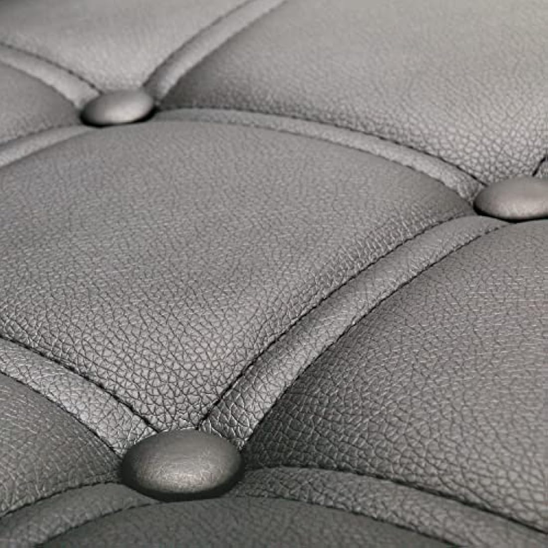 Leader Accessories Bar Stools (2/Set) Adjustable Bar Chairs Breakfast Dining Stools for Kitchen Island Counter PU Leather Double Stitching Square Back with decoration (Light Grey)