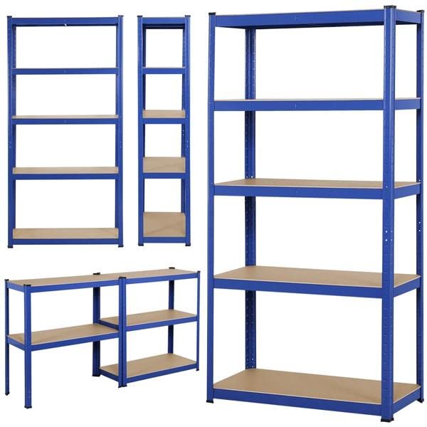 Yaheetech Garage Shelving Units - 5 Tier Heavy Duty Rack for Storage Metal Utility Shelves,180cm x 90cm x 40cm,175KG Per Shelf,Blue