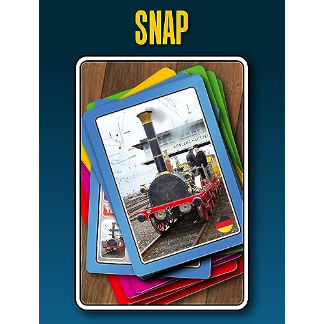 SMART CARDS Trains, Gift, Stocking Filler, Travel Card Game, 7 games in 1, Pairs, Snap, Trumps, Rummy, Memory Quiz, Trivia, Age 5+, 1-8 Players