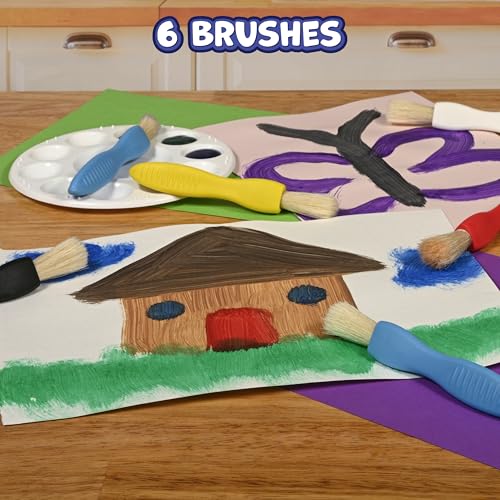READY 2 LEARN Triangle Grip Paint Brushes | Set of 6 | 18m+ | Easy to Hold Paint Brushes for 2, 3 and 4 Year Olds | Encourage Writing Grip