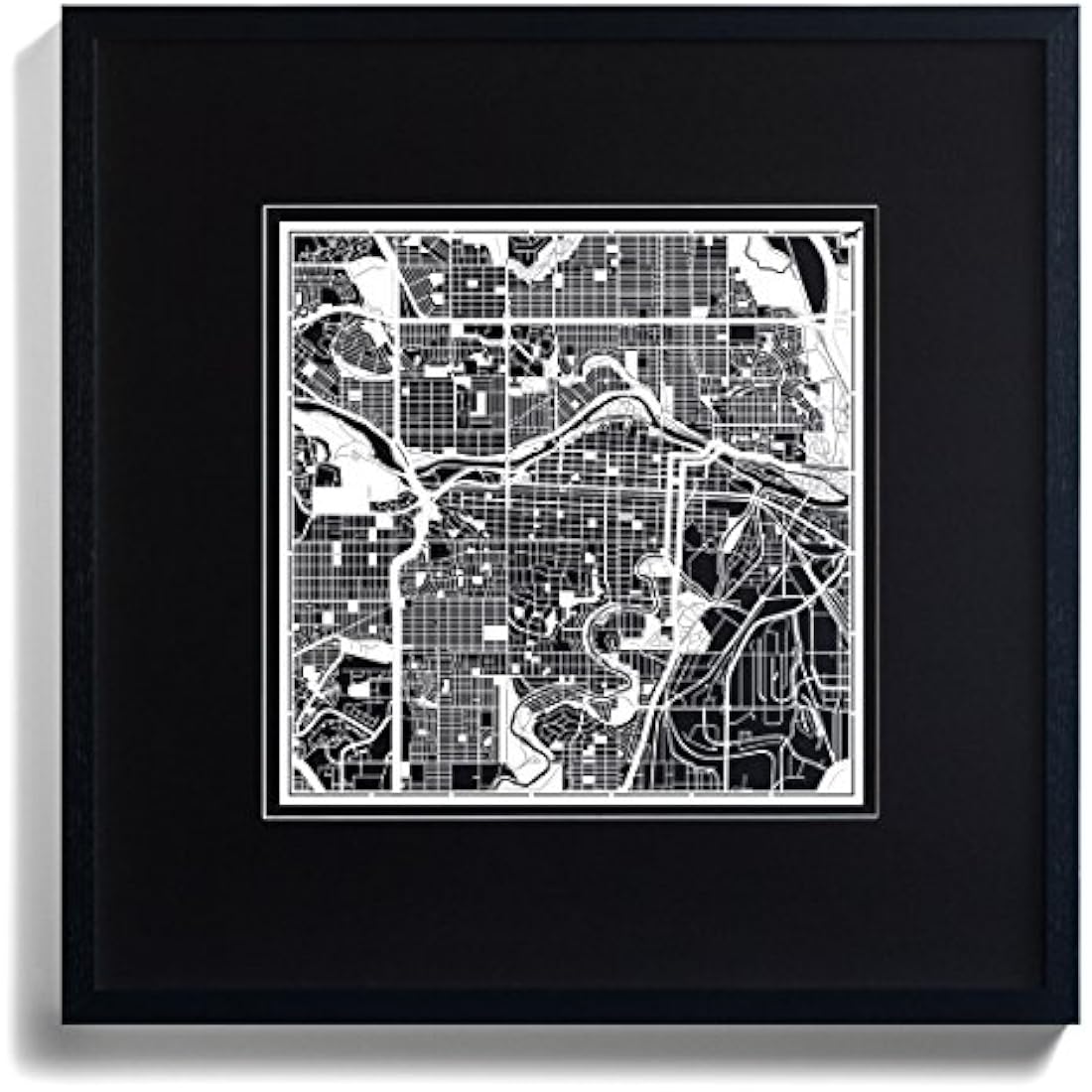 Calgary Paper Cut Map White 30x30 cm Paper Art