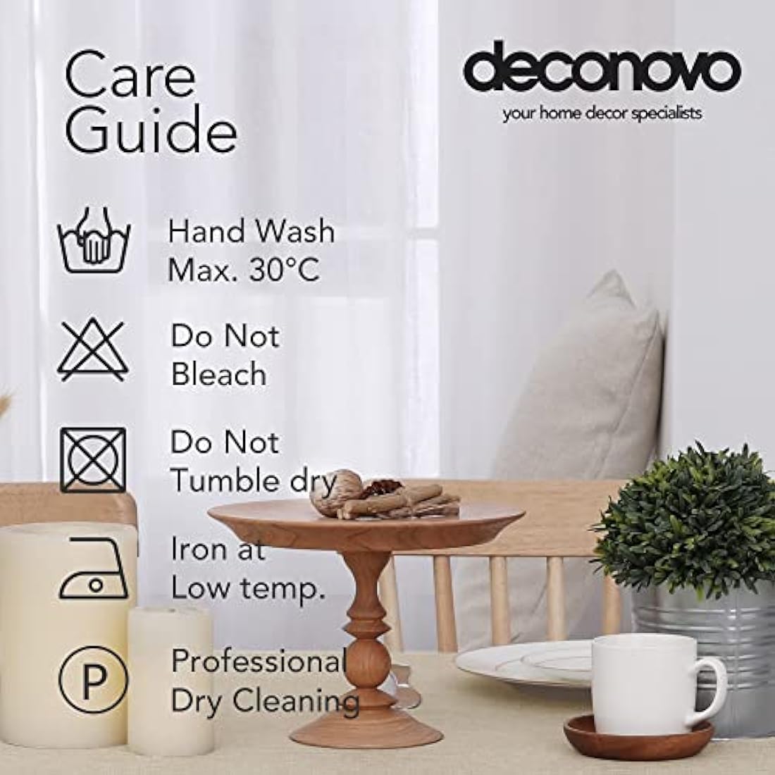 Deconovo Faux Linen Tablecloth Water Resistant Tablecloths Rectangular Wipeable Tablecloth for Children Beige 150x240cm(59x95in)