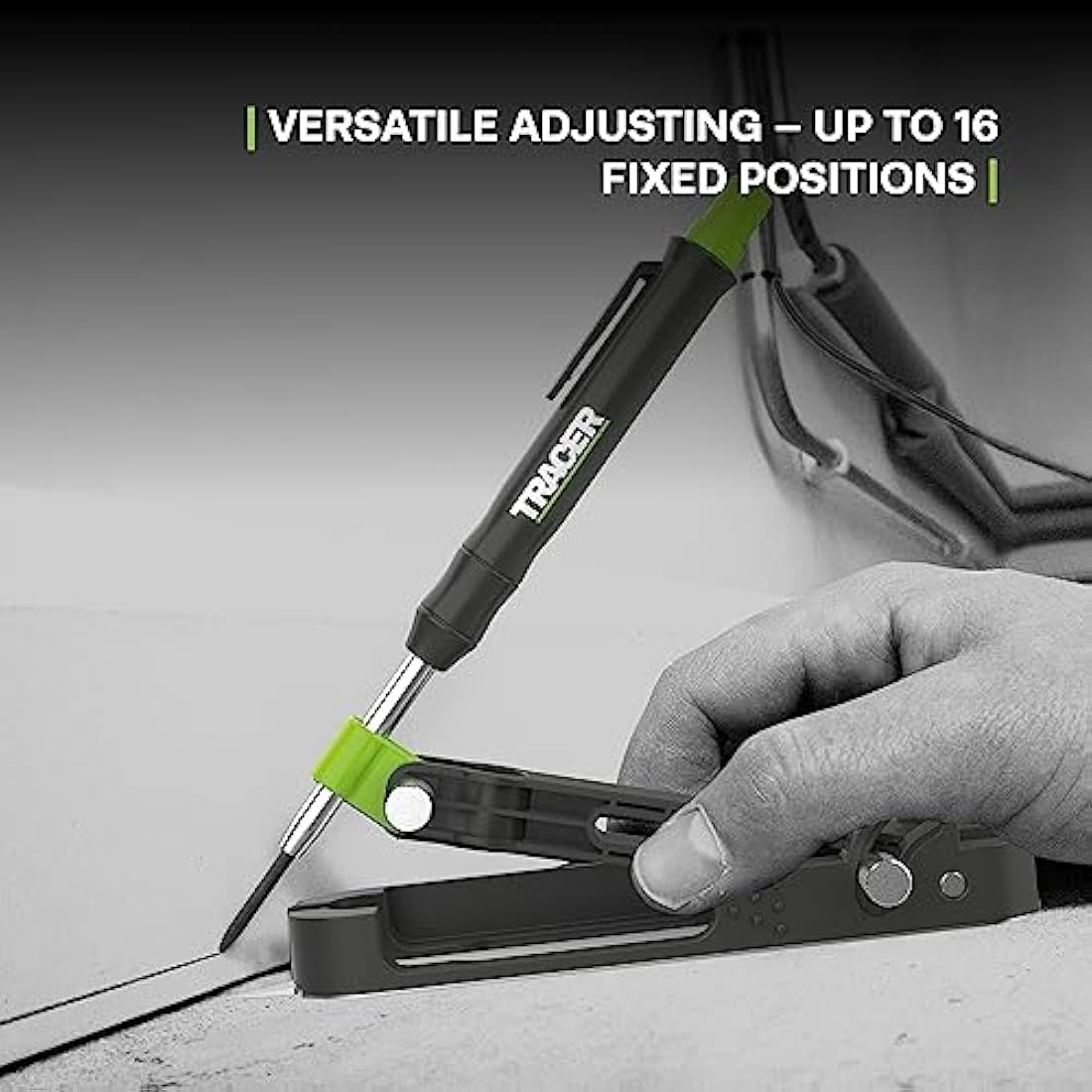 Tracer ProScribe Tool with Deep Hole Pencil, Lead Holster and Carry Case (DIY, Woodworking, and Carpentry Multi-Function Scribe Tool)