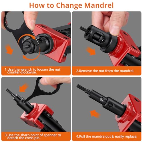 Proster Rivet Nut Tool 14" - Rivet Nut Gun with 150Pcs M3 M4 M5 M6 M8 M10 Rivet Nuts 6Pcs Metric Mandrels Heavy Duty Hand RIV Nut Gun Thread Setter Kit Red