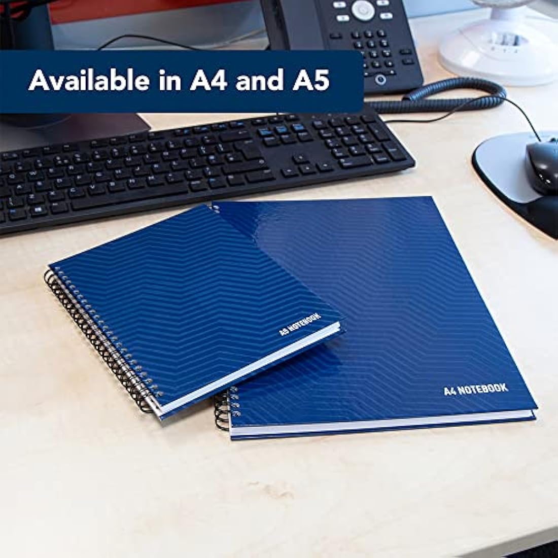 Summit A4 Notebook, Hardback Wirebound, Ruled, 160 pages, Blue (Pack of 10)