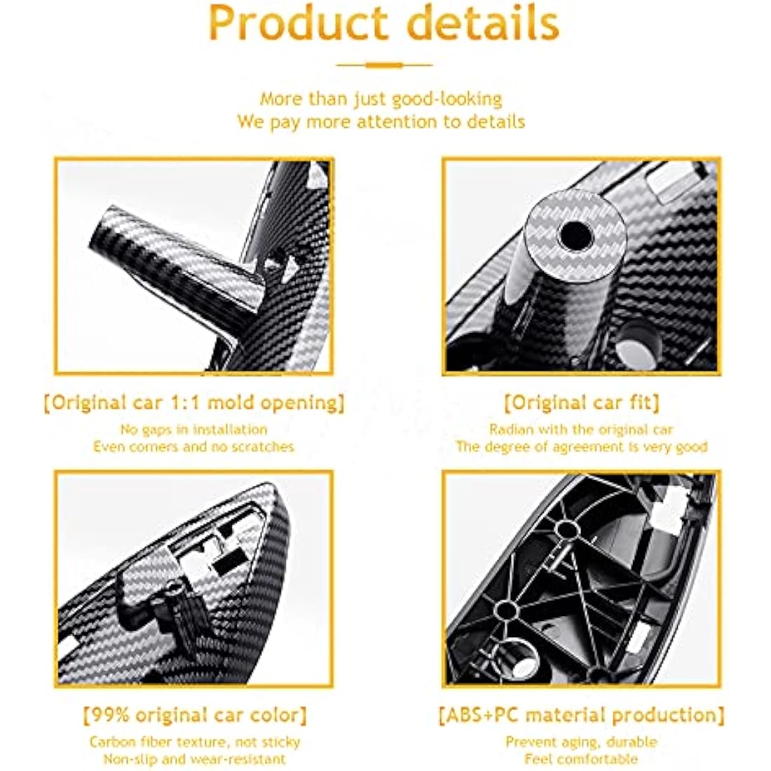 TZYSZDB Black F30 328i Car Door Handle for BMW F30 F31 F32 F33 F34 F36 F80 Inner Door Panel Handles (Front Left) (F30 Front Left, Carbon Fiber)