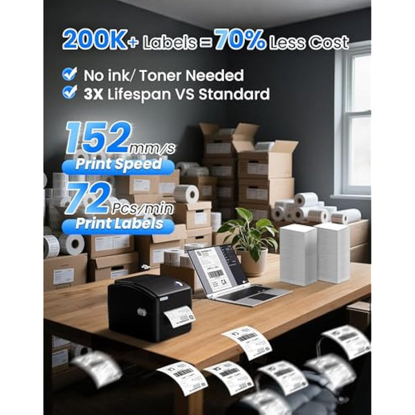 vretti Thermal Printer USB Label Printer Thermal Label 4x6 for Shipping Compatible with Windows, Mac OS and Linux systems