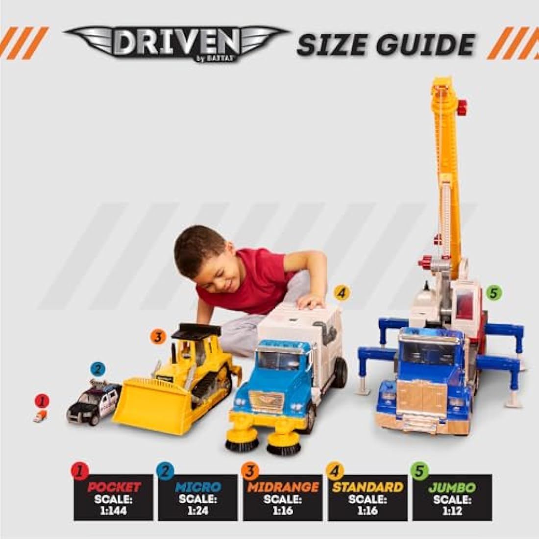 DRIVEN by Battat - Pull-Back 4 Pack Turbocharge Series Set with 4 Car Toys and Race Track Accessories for Girls and Boys, Age 3+