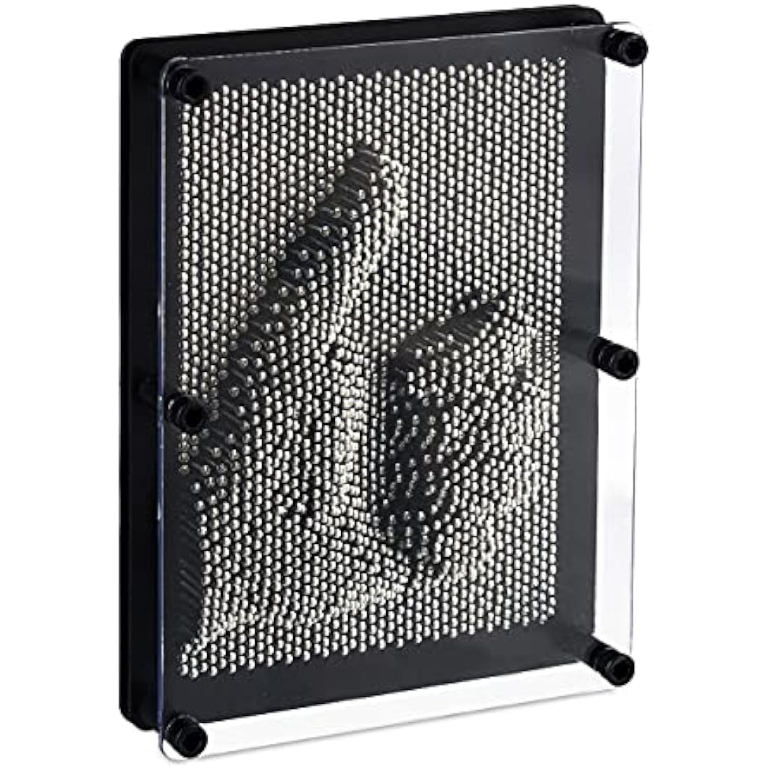 Relaxdays 3D Pin Art Impression Toy, Steel Pin Game, 13 x 18 cm, Black