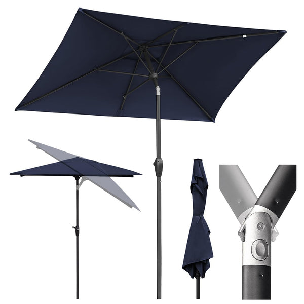 Sekey Aluminium Parasol 210 ? 140 cm Parasol Balcony Parasol Rectangular for Balcony Garden & Patio Sun Protection UV 50+