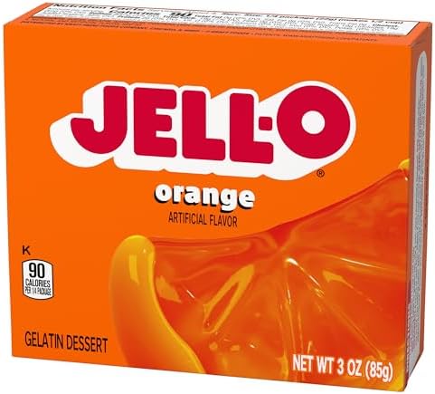 Jell-O Gelatin Dessert 3 Ounce Boxes Pack of 4 (Orange)