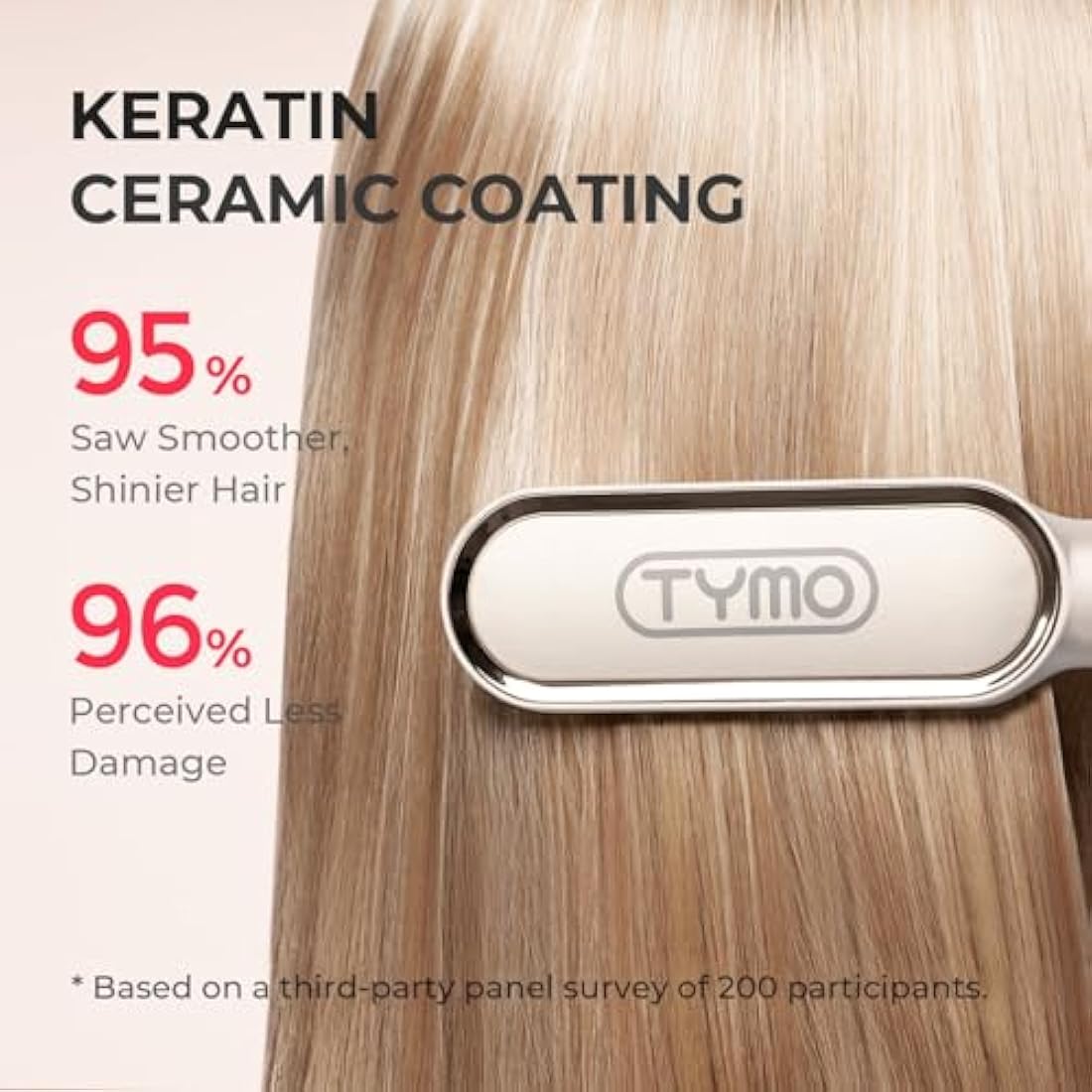 TYMO Hair Straightener Brush UK, Flat Iron and Hair Brush 2-in-1, Anti-Scald, Fast Heating, 5 Temp Settings (130℃-210℃), Professional Salon at Home, Wider Comb for Even Straightening, Gold