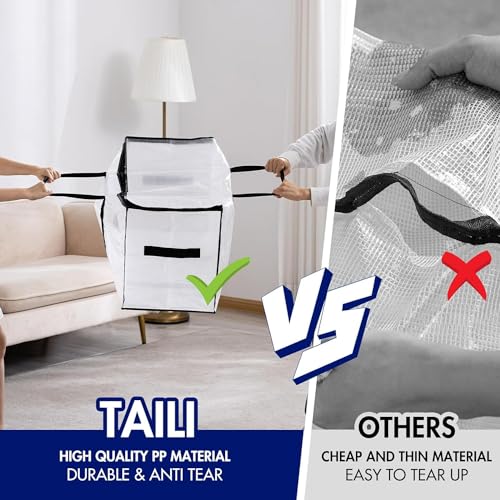 TAILI Extra Large Moving Bags,4 Pack Clear Heavy Duty Totes For Storage,Wrap Around Handles,Storage Bags for Clothes,Bedding,Space