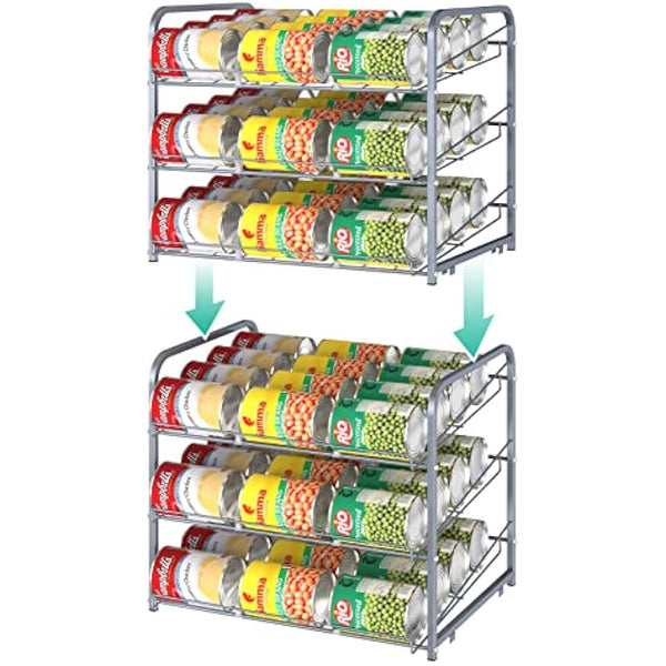 Stackable Can Rack Organizer, 2 Pack Can Dispenser Storage for 72 Cans, 3 Tier Can Storage Rack Holder for Kitchen Cabinet Pantry Countertop