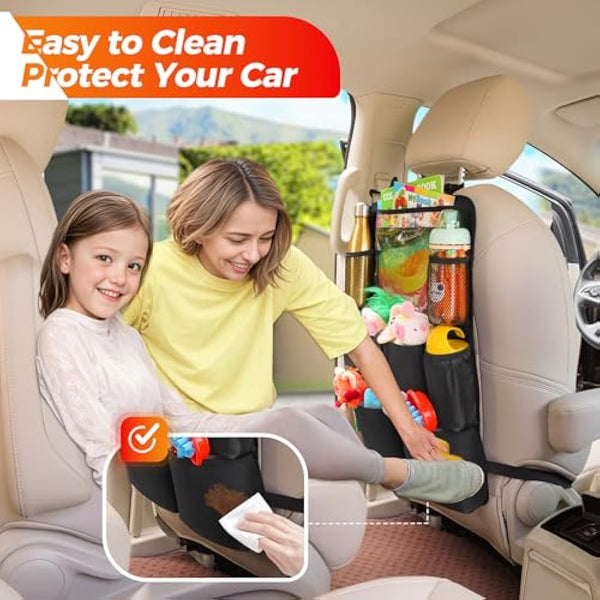 SURDOCA Car Organiser Car Seat Organiser - 4th Generation Enhanced Car Organiser Back Seat for up to 11-inch Tablet Holder, 8 Pockets, Kids Toy Storage, Water Proof Back Seat Protector for Kids
