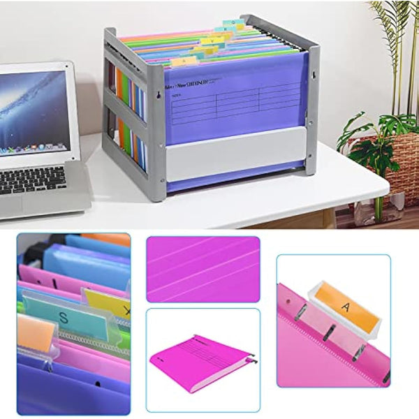 Suspension Files, MerryNine 15PCS Polypropylene Filing Cabinet Suspension Files with Tabs and Card Inserts for School Home Work Office Organization **Check Size Before Ordering ** (Pink, Foolscap)