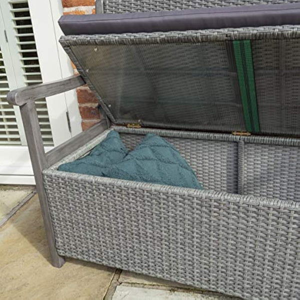 Rowlinson Alderley Rattan Storage Bench - Grey