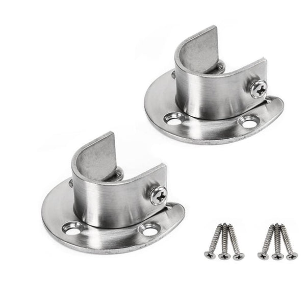 KAFENDA 25mm Stainless Steel Wall Mount U-Shape Clothes Pole Holder, Flanged Pole Socket (Two Pieces)