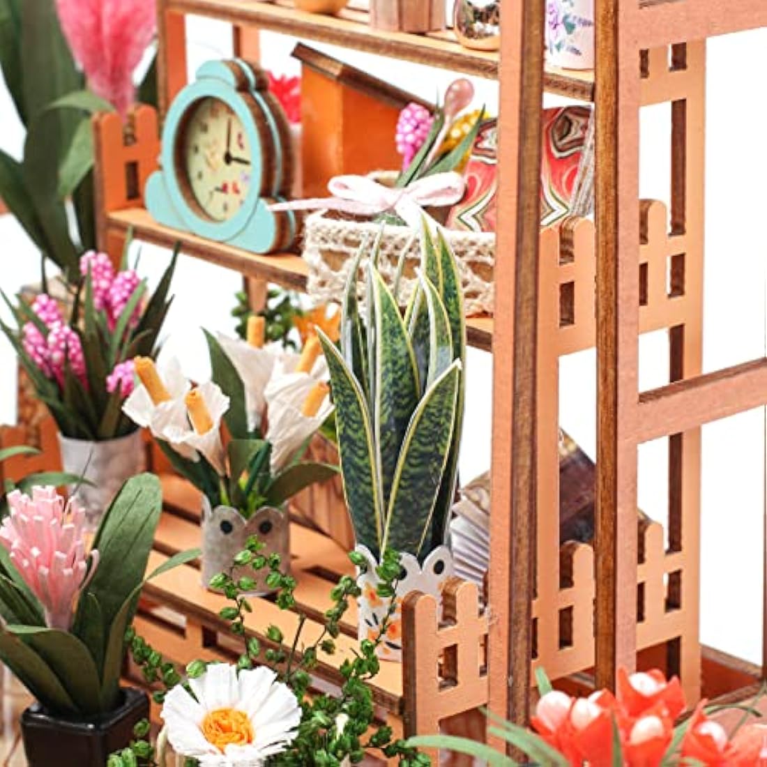 Cuteefun Miniature DIY Dolls House Kit, 1:24 Miniature Greenhouse Craft Kit for Adults, LED Warm Light, Handmade Crafts for Adults Birthday Valentine's Day Father's Day (Flower House)