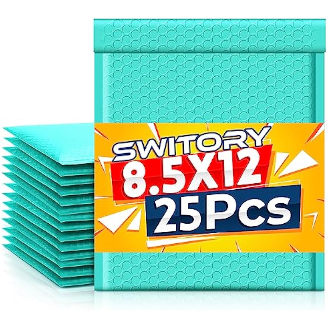 Switory 25pcs Poly Bubble Mailers A4 Padded Envelopes Bubble Envelopes Package Bags Lined Poly Mailer Self Seal Teal, 21.6cmx28cm