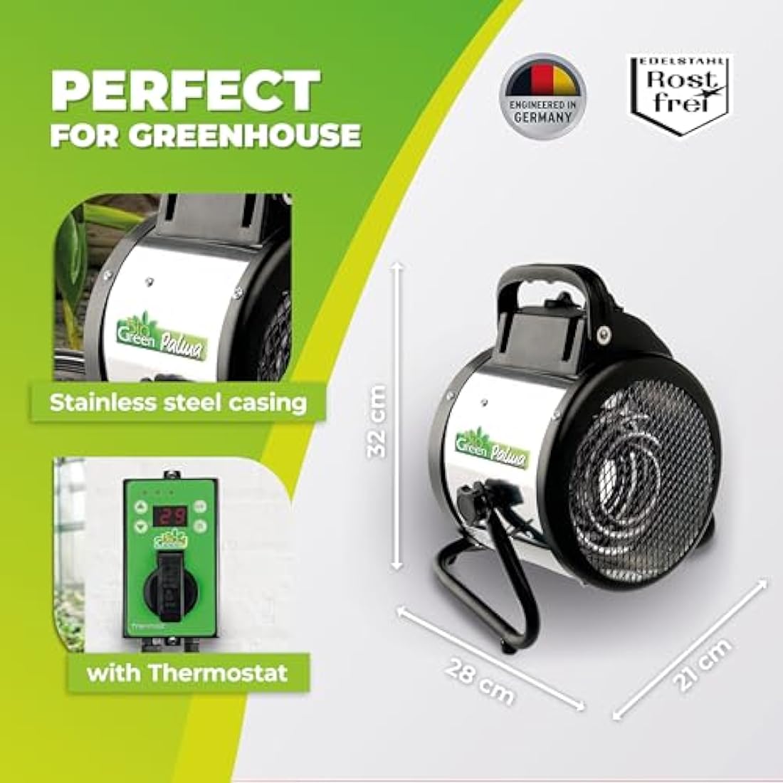 Bio Green PAL 2.0/GB 2KW Palma Heater with Digital Thermostat