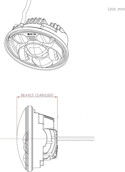 5-3/4" 5.75" Round LED Projection Daymaker Headlight for Harley Davidson Kickfaire Motorcycle Projector Lights 45W 9 LED Bulb Headlamp Aluminum Lamp