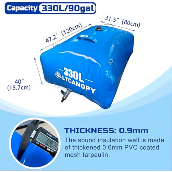 LTCANOPY 100 Gallon Foldable Water Bladder Tanks - Collapsible Soft Drought-Resistant Fire-Fighting Agricultural Water Tank 330L