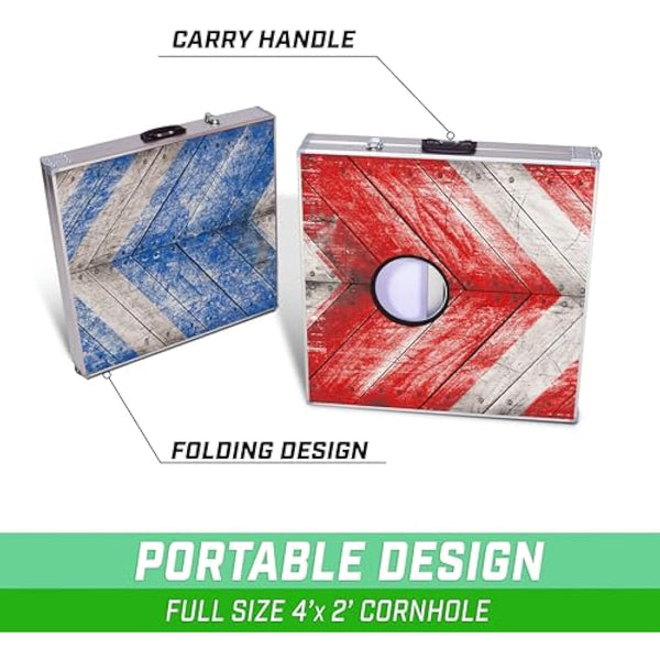 GoSports Rustic Red & Blue Design Cornhole Game Set, Regulation Size