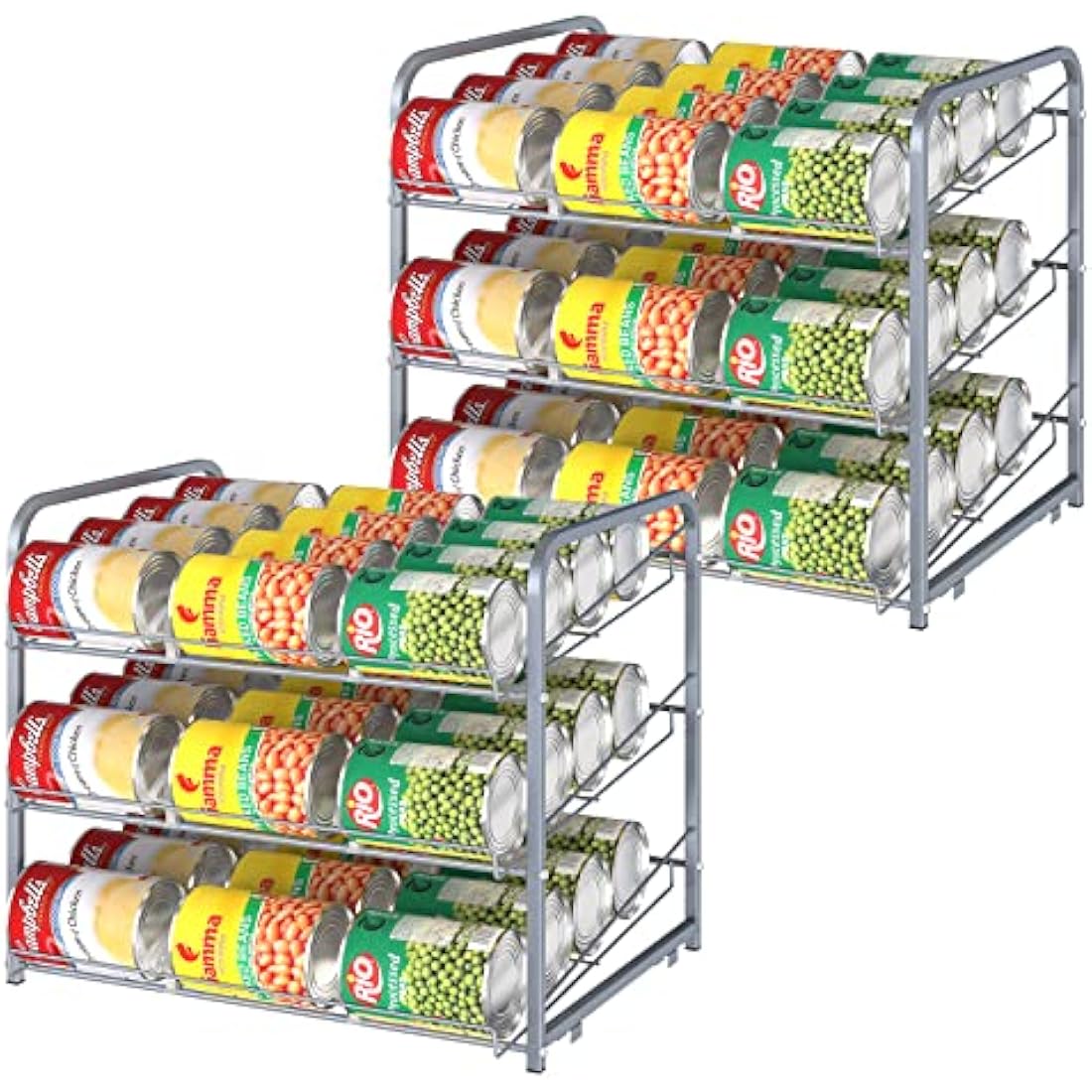 Stackable Can Rack Organizer, 2 Pack Can Dispenser Storage for 72 Cans, 3 Tier Can Storage Rack Holder for Kitchen Cabinet Pantry Countertop