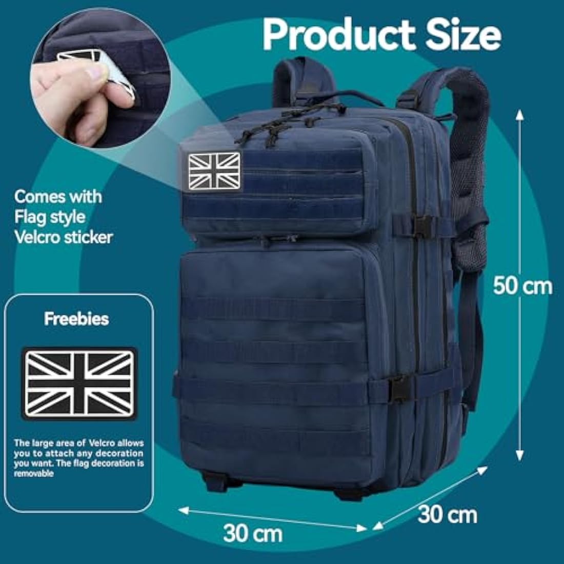 Delgeo 45L Military Tactical Backpacks Molle Army Assault Pack 3 Day Bug Out Bag Hiking Treeking Camouflage Hunting Rucksack