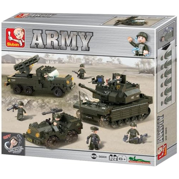 Sluban M38-B6800 Field Battle Forces Army Set with 7 Mini-Figures (602 Pieces)