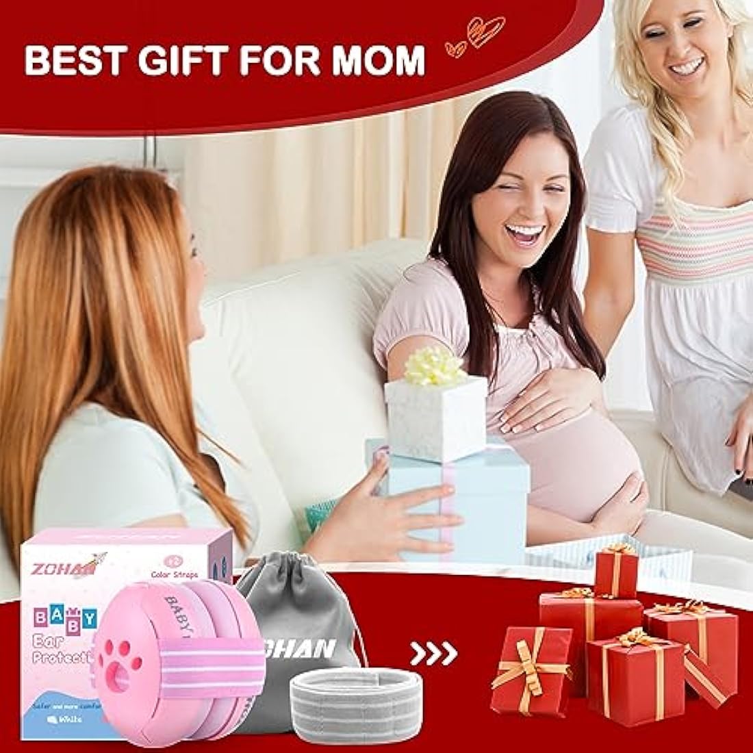 ZOHAN 001 Ear Defenders Baby 3-36 months Earmuffs Noise Cancelling Infant Adjustable Headband for Toddlers Comfort Headphones Against Hearing Damage, Reduction 23dB SNR for Festivals & Travel (Pink)