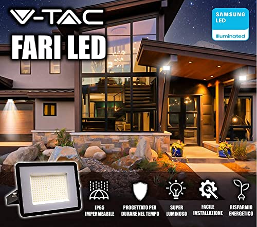 V-TAC Outdoor LED Floodlight 100W with Samsung Chip - [Latest Generation] - IP65-8200 Lumen - Outdoor LED Projector Black for Home, Garden, Garage -