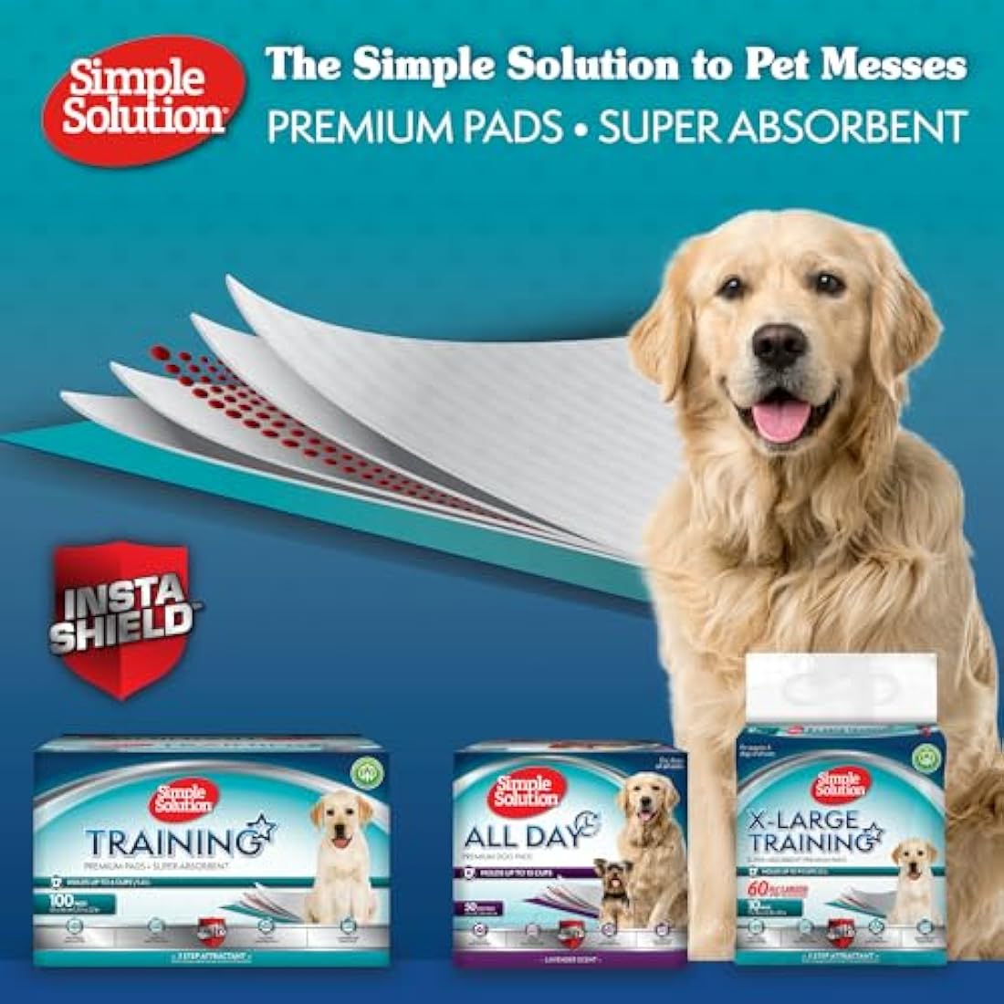 Simple Solution Absorbent Premium Dog and Puppy Training Pads -Pack of 14