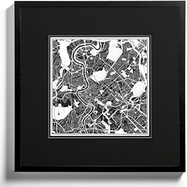 O3 DESIGN STUDIO Rome Paper Cut Map White 30x30 cm Paper Art