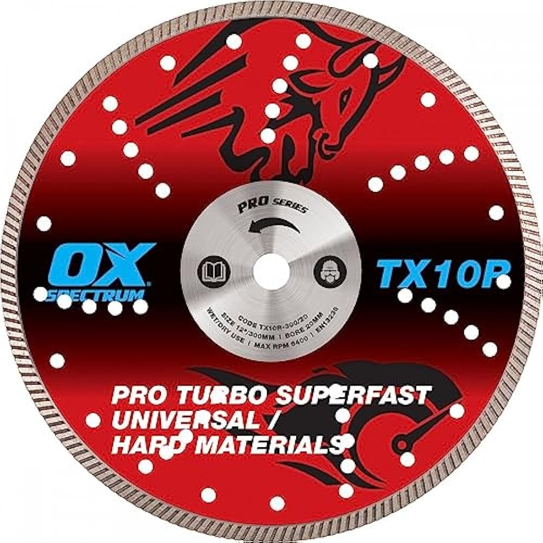 OX Tools TX10R-300/20 OX-TX10R Spectrum Superior Turbo Diamond Blade, 300/20mm, Red