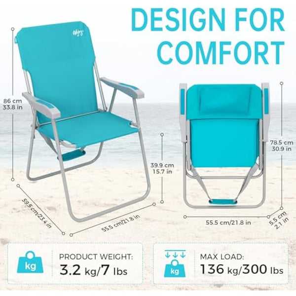 #WEJOY Folding Beach Chairs Lightweight Portable Garden Chair with Armrest Sturdy High Back Camping Chair for Outdoor Fishing Festival